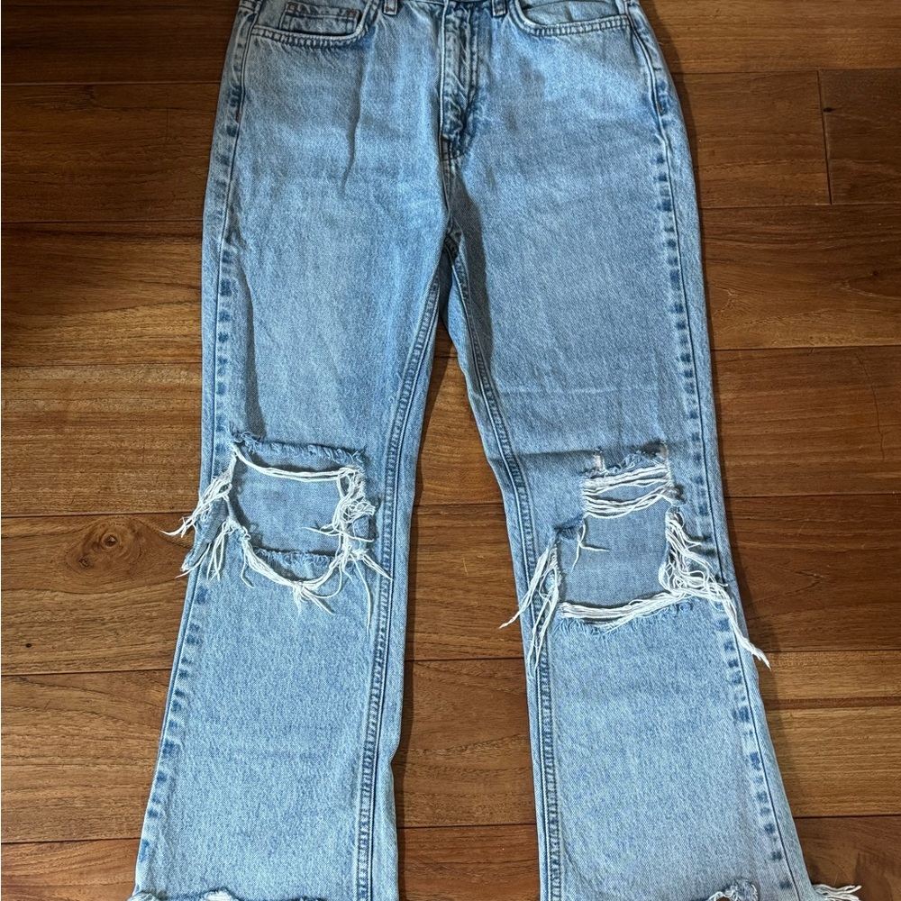 BDG Light Blue Distressed Flare Jeans